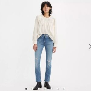 Levi 724 High Rise Straight Women’s Jeans, Wondrous Time Medium Blue Wash, 28x30